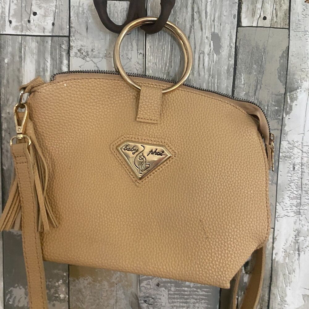 Y2K Baby phat tan purse with gold ring handles